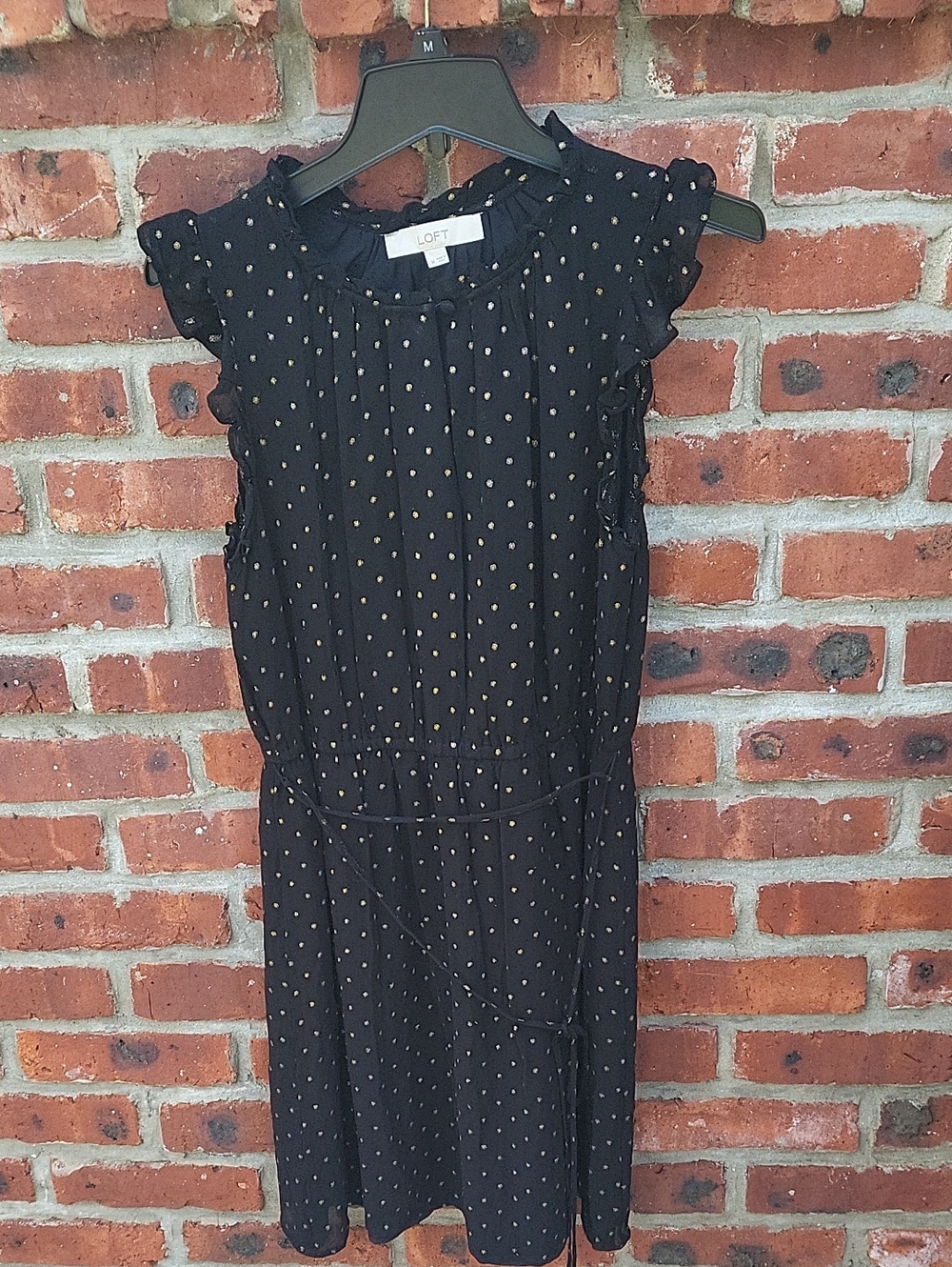 LOFT Black Dress with Gold Dot Detail